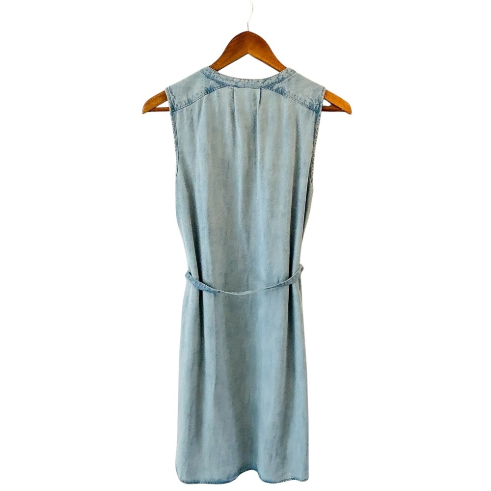 Eddie Bauer Chambray Shift Dress Womens 8 Blue Sleeveless Embroidered Preppy - Picture 9 of 12